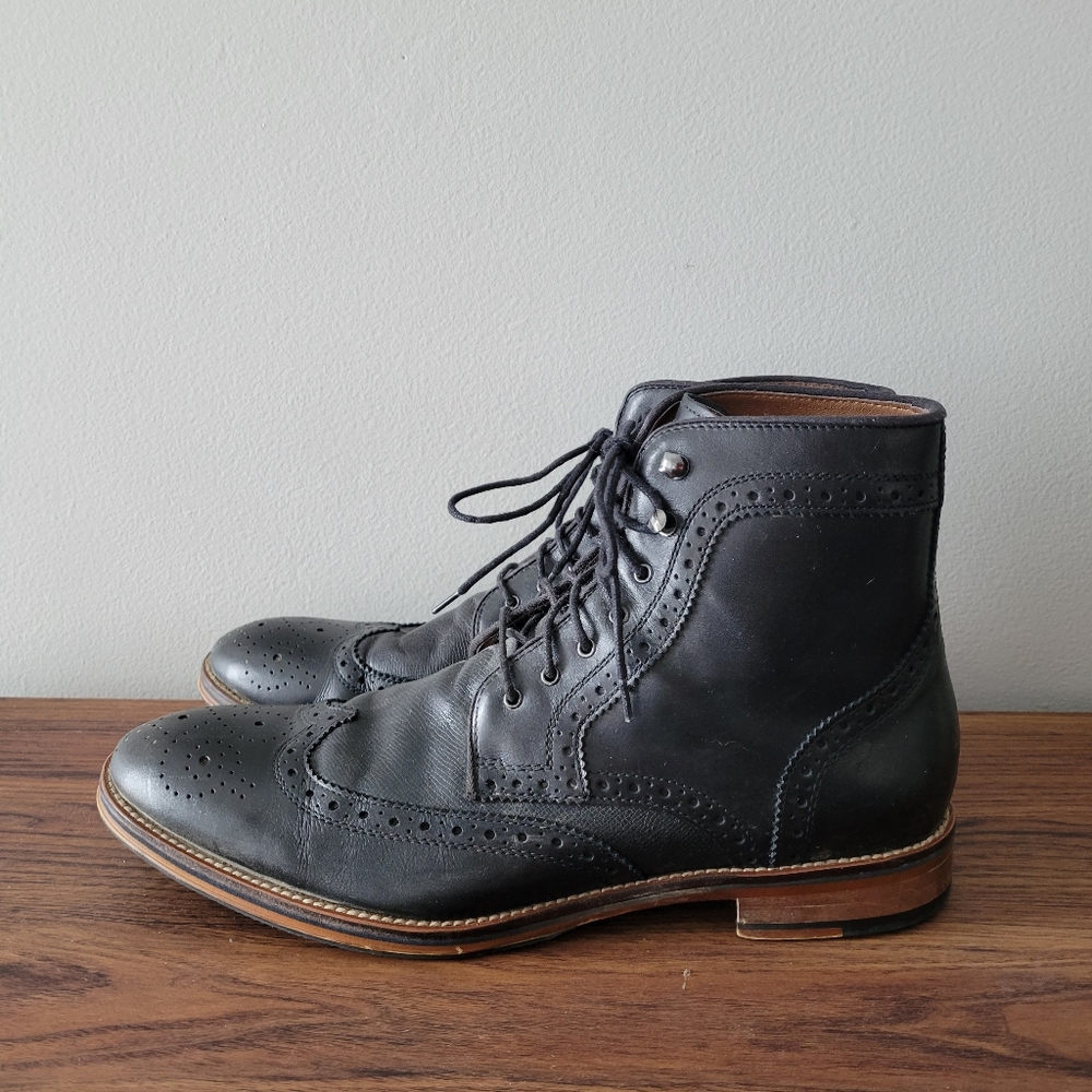 JOHNSTON & MURPHY men's lace up ankle boots Oxford style wing tip